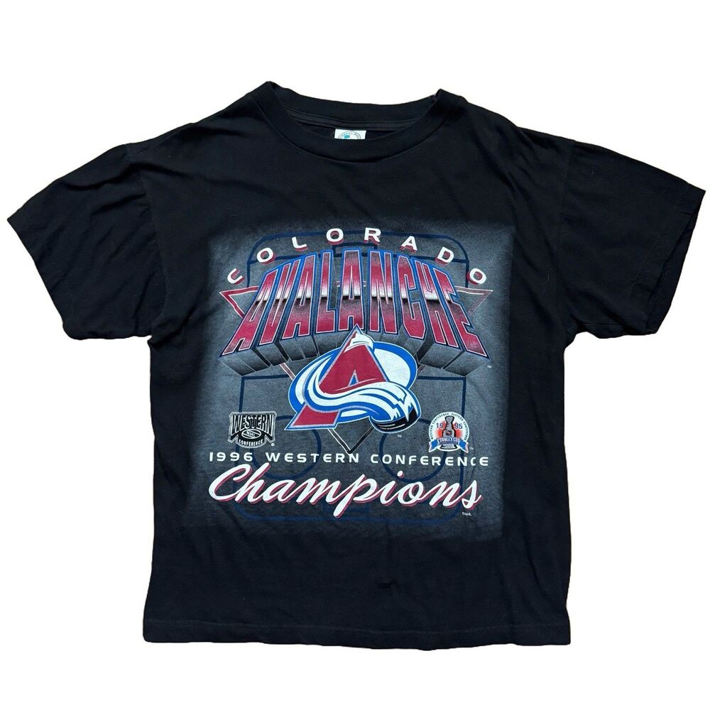 Vintage 90s Colorado Avalanche 1996 Champions T Shirt Mens Size L USA NHL